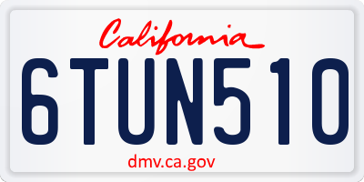 CA license plate 6TUN510