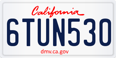 CA license plate 6TUN530