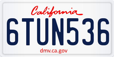CA license plate 6TUN536