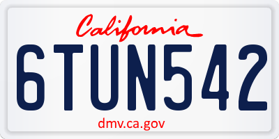 CA license plate 6TUN542