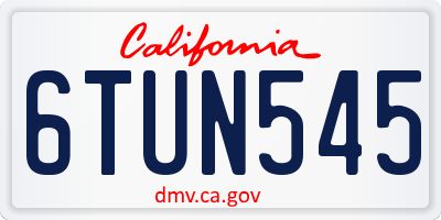 CA license plate 6TUN545