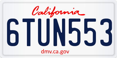 CA license plate 6TUN553