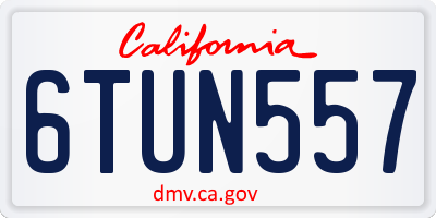 CA license plate 6TUN557