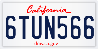 CA license plate 6TUN566
