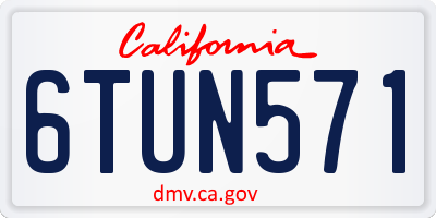 CA license plate 6TUN571