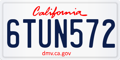 CA license plate 6TUN572