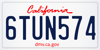 CA license plate 6TUN574