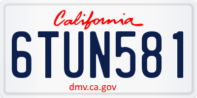 CA license plate 6TUN581