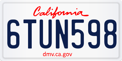 CA license plate 6TUN598