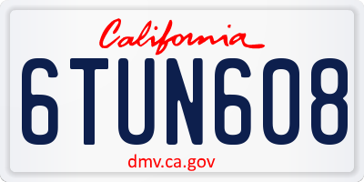 CA license plate 6TUN608