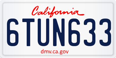 CA license plate 6TUN633