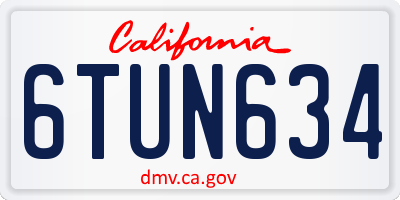 CA license plate 6TUN634