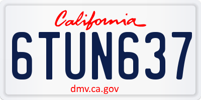 CA license plate 6TUN637