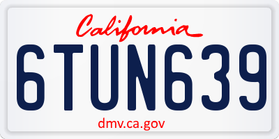 CA license plate 6TUN639