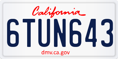 CA license plate 6TUN643