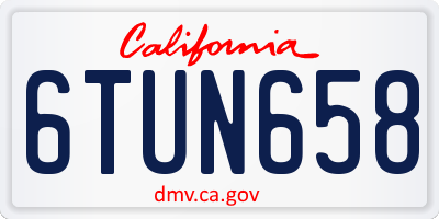 CA license plate 6TUN658