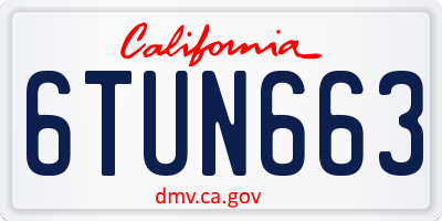 CA license plate 6TUN663