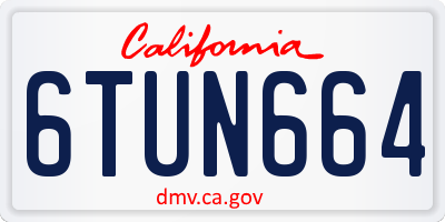 CA license plate 6TUN664