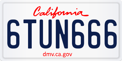 CA license plate 6TUN666
