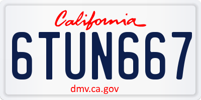 CA license plate 6TUN667