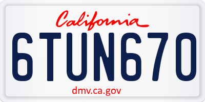 CA license plate 6TUN670