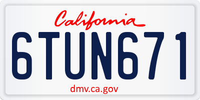 CA license plate 6TUN671