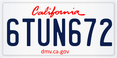 CA license plate 6TUN672