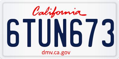 CA license plate 6TUN673