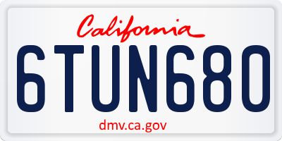 CA license plate 6TUN680