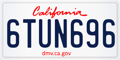 CA license plate 6TUN696