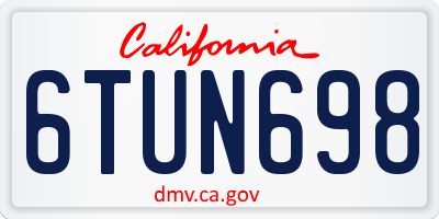 CA license plate 6TUN698