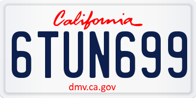CA license plate 6TUN699