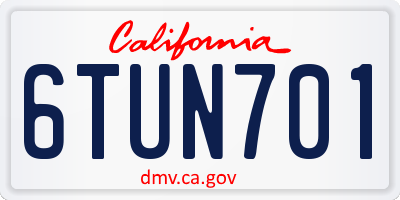 CA license plate 6TUN701