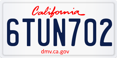 CA license plate 6TUN702