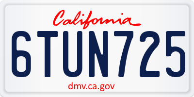 CA license plate 6TUN725