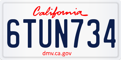 CA license plate 6TUN734