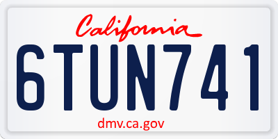 CA license plate 6TUN741