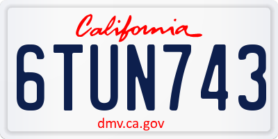 CA license plate 6TUN743