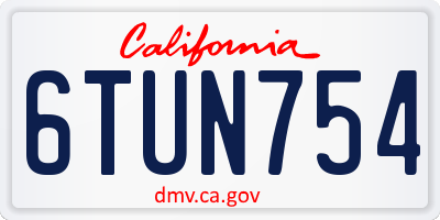 CA license plate 6TUN754