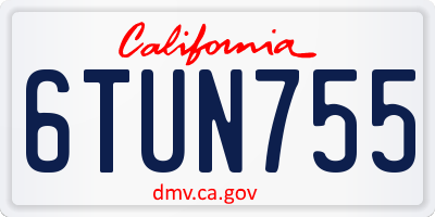 CA license plate 6TUN755