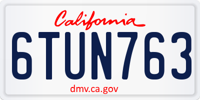 CA license plate 6TUN763