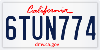 CA license plate 6TUN774