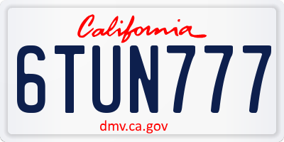 CA license plate 6TUN777