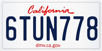 CA license plate 6TUN778