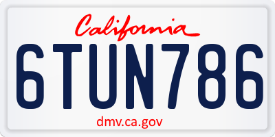 CA license plate 6TUN786