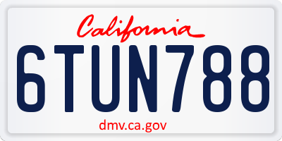 CA license plate 6TUN788
