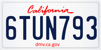 CA license plate 6TUN793
