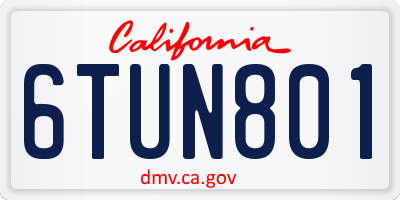 CA license plate 6TUN801