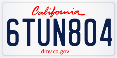 CA license plate 6TUN804