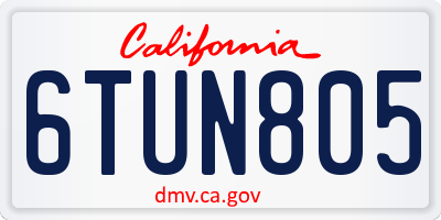 CA license plate 6TUN805